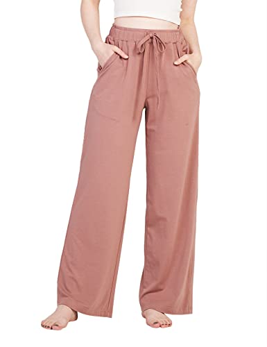 LAPASA Damen Haushose Freizeithose Loungewear Pyjamahose Yogahose Taschen Relaxed Fit L59, Dusty rosa (Gerade Hosenbeine), XS von LAPASA