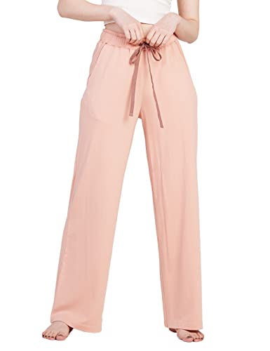 LAPASA Damen Haushose Freizeithose Loungewear Pyjamahose Yogahose Taschen Relaxed Fit L59, Baby Pink (Gerade Hosenbeine), M von LAPASA