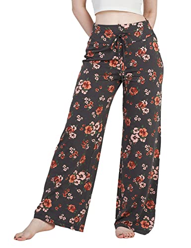 LAPASA Damen Haushose Freizeithose Loungewear Pyjamahose Yogahose Taschen Relaxed Fit L98, Blume (Weite Hosenbeine), L von LAPASA