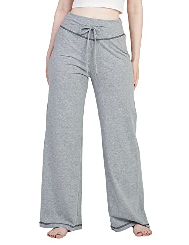 LAPASA Damen Haushose Freizeithose Loungewear Pyjamahose Yogahose Taschen Relaxed Fit L98, Hellgrau meliert (Weite Hosenbeine), L von LAPASA