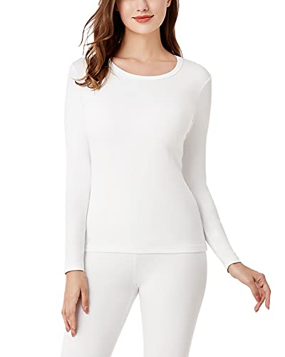 LAPASA Damen Innenfleece Thermo Unterhemd, Thermounterwäsche Oberteil Funktionsunterwäsche, L39 Weiß, 200 Wärmer, XXL von LAPASA