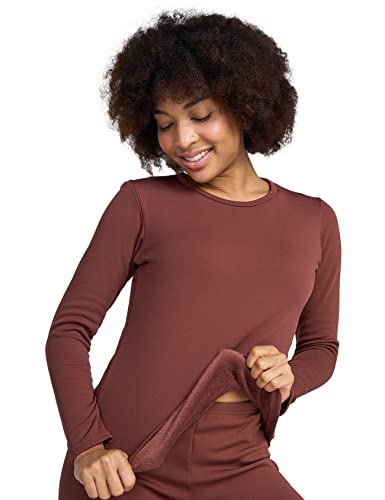 LAPASA Damen Innenfleece Thermo Unterhemd, Thermounterwäsche Oberteil Funktionsunterwäsche, L42 Braun, 300 Extra warm, XL von LAPASA