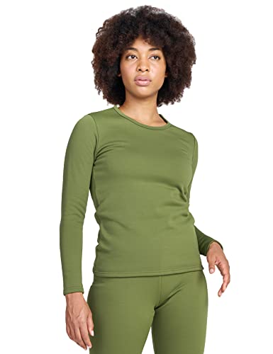 LAPASA Damen Innenfleece Thermo Unterhemd, Thermounterwäsche Oberteil Funktionsunterwäsche, L42 Grün, 300 Extra warm, 2XL von LAPASA