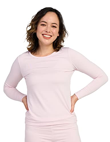 LAPASA Damen Innenfleece Thermo Unterhemd, warmes langärmliges Thermo-Shirt Thermounterwäsche Oberteil Funktionsunterwäsche, Baby Pink (1 Pack), M von LAPASA