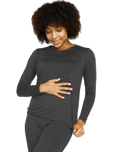 LAPASA Damen Innenfleece Thermo Unterhemd, Thermounterwäsche Oberteil Funktionsunterwäsche, L15 Dunkelgrau meliert (1 Pack), M von LAPASA