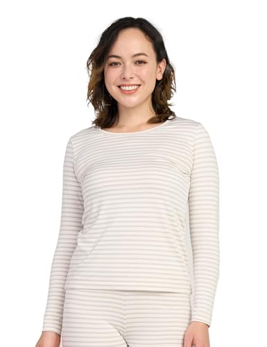 LAPASA Damen Innenfleece Thermo Unterhemd, Thermounterwäsche Oberteil Funktionsunterwäsche, L15 Grau gestreift (1 Pack), L von LAPASA
