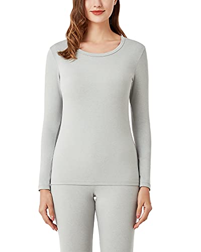 LAPASA Damen Innenfleece Thermo Unterhemd, warmes langärmliges Thermo-Shirt Thermounterwäsche Oberteil Funktionsunterwäsche, Grey (1 Pack), XXL von LAPASA