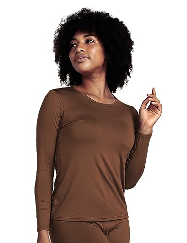 LAPASA Damen Innenfleece Thermo Unterhemd, warmes langärmliges Thermo-Shirt Thermounterwäsche Oberteil Funktionsunterwäsche, L39 Braun, L, L39 Braun, M von LAPASA