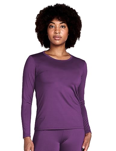 LAPASA Damen Innenfleece Thermo Unterhemd, warmes langärmliges Thermo-Shirt Thermounterwäsche Oberteil Funktionsunterwäsche, L39 Violett, M, L39 Violett, S von LAPASA