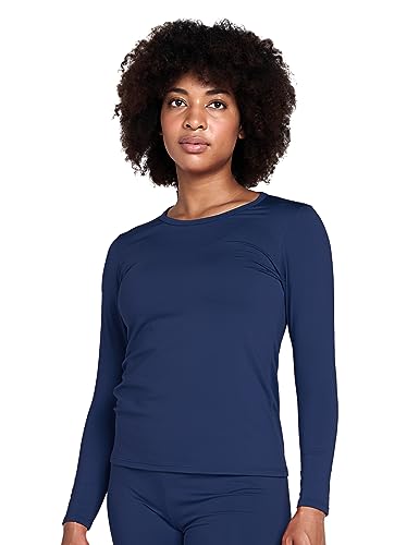 LAPASA Damen Innenfleece Thermo Unterhemd, warmes langärmliges Thermo-Shirt Thermounterwäsche Oberteil Funktionsunterwäsche, Navy (1 Pack), M von LAPASA