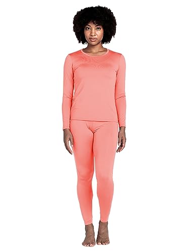 LAPASA Damen Innenfleece Thermounterwäsche Set, Thermooberteil & Thermohose Leggings Funktionsunterwäsche Sets, L17, Rosa2, L von LAPASA