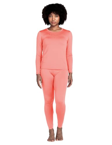 LAPASA Damen Innenfleece Thermounterwäsche Set, Thermooberteil & Thermohose Leggings Funktionsunterwäsche Sets, L17, Rosa2, XXL von LAPASA