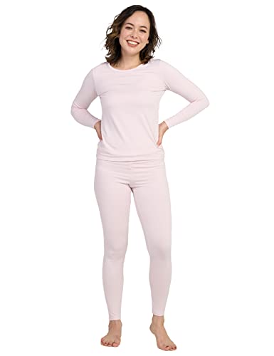 LAPASA Damen Innenfleece Thermounterwäsche Set, Thermooberteil & Thermohose Leggings Funktionsunterwäsche Sets, L17 Baby Pink, XS von LAPASA