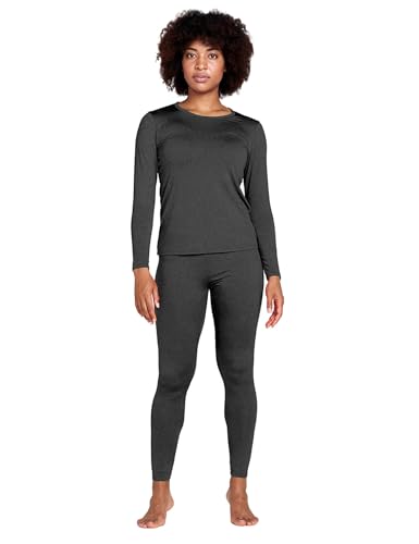 LAPASA Damen Innenfleece Thermounterwäsche Set, Thermooberteil & Thermohose Leggings Funktionsunterwäsche Sets, L17 Dunkelgrau, 100 Warm, M von LAPASA