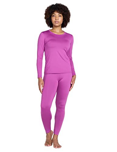 LAPASA Damen Innenfleece Thermounterwäsche Set, Thermooberteil & Thermohose Leggings Funktionsunterwäsche Sets, L17 Dunkelrosa, XS von LAPASA