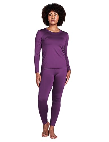 LAPASA Damen Innenfleece Thermounterwäsche Set, Thermooberteil & Thermohose Leggings Funktionsunterwäsche Sets, L41 Violett, L von LAPASA