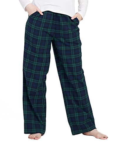 LAPASA Damen Pyjamahose Loungehose Schlafanzughose Freizeithose Baumwolle Flanell L54 L74 (Large, Dunkelgrün + Navy Blau) von LAPASA