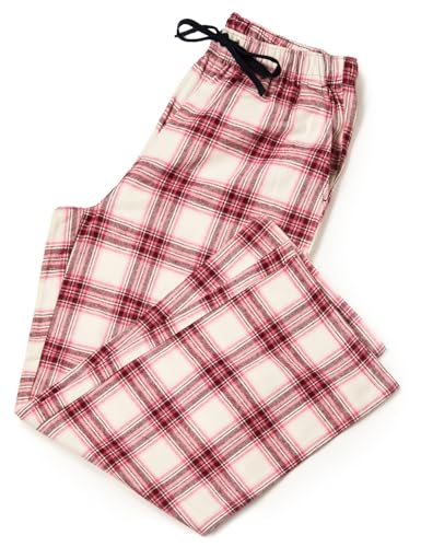 LAPASA Damen Pyjamahose Loungehose Schlafanzughose Freizeithose Baumwolle Flanell L74 (Rosa + weißes Plaid, XS) von LAPASA