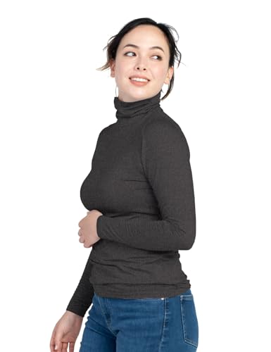 LAPASA Damen Rollkragen Thermounterhemd, Innenfleece Thermounterwäsche langärmliges Thermo-Shirt Funktionsunterwäsche Oberteil (L88), Dunkelgrau (warm), S von LAPASA