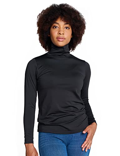 LAPASA Damen Rollkragen Thermounterhemd, Innenfleece Thermounterwäsche langärmliges Thermo-Shirt Funktionsunterwäsche Oberteil (L88), Schwarz (warm), L von LAPASA