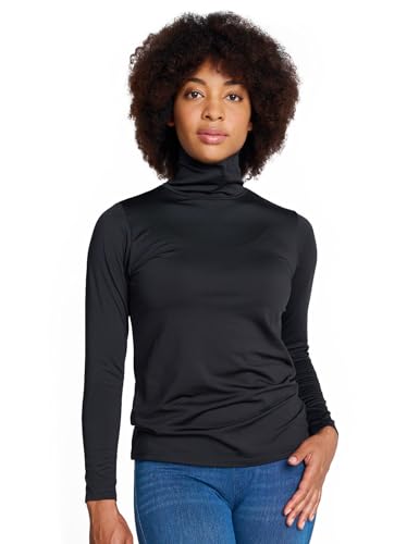 LAPASA Damen Rollkragen Thermounterhemd, Innenfleece Thermounterwäsche langärmliges Thermo-Shirt Funktionsunterwäsche Oberteil (L88), Schwarz (warm), XXL von LAPASA