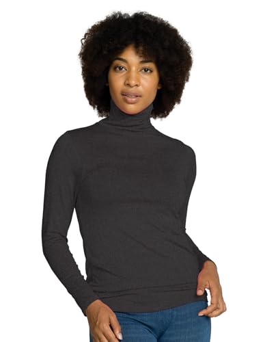 LAPASA Damen Rollkragen Thermounterhemd, Innenfleece Thermounterwäsche langärmliges Thermo-Shirt Funktionsunterwäsche Oberteil (L90), Dunkelgrau (wärmer), L von LAPASA