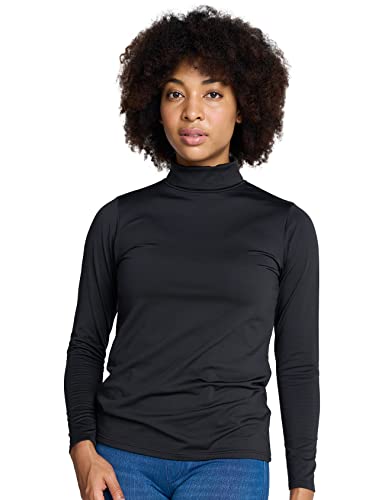 LAPASA Damen Rollkragen Thermounterhemd, Innenfleece Thermounterwäsche langärmliges Thermo-Shirt Funktionsunterwäsche Oberteil (L90), Schwarz (wärmer), L von LAPASA