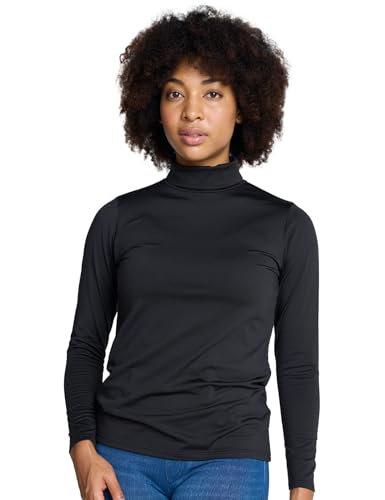 LAPASA Damen Rollkragen Thermounterhemd, Innenfleece Thermounterwäsche langärmliges Thermo-Shirt Funktionsunterwäsche Oberteil (L90), Schwarz (wärmer), S von LAPASA