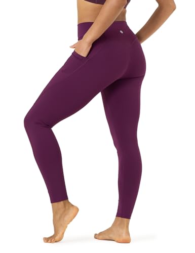 LAPASA Damen Sport Leggings hoher Bund Taschen Yoga Pants Push Up High Waist L01B Burgund S von LAPASA