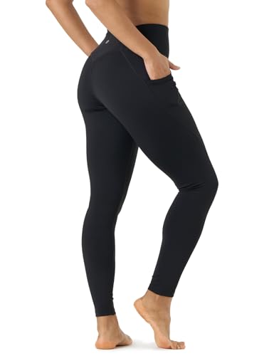 LAPASA Damen Sport Leggings hoher Bund Taschen Yoga Pants Push Up High Waist L01B Schwarz L von LAPASA