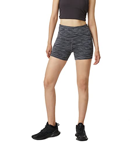 LAPASA Damen Sportshorts Innentasche Kurz Leggings Yoga Shorts Hoher Bund L09A1 (Innenbundtasche: Dunkelgrau Space Dye, XS) von LAPASA