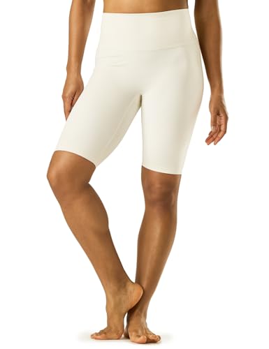 LAPASA Damen Sportshorts Taschen Kurz Leggings Yoga Shorts Hoher Bund L52A1 (Ohne Taschen: Cremefarben, S) von LAPASA