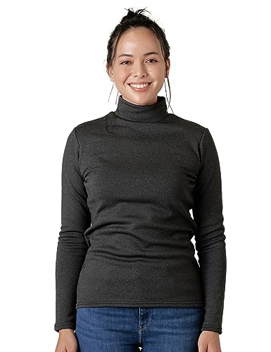 LAPASA Damen Stehkragen Thermounterhemd, Innenfleece Thermounterwäsche langärmliges Thermo-Shirt Funktionsunterwäsche Oberteil (L116 Extra Warm), Dunkelgrau (Extra warm), S von LAPASA