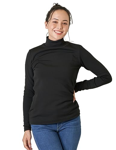 LAPASA Damen Stehkragen Thermounterhemd, Innenfleece Thermounterwäsche langärmliges Thermo-Shirt Funktionsunterwäsche Oberteil (L116 Extra Warm), Schwarz (Extra warm), M von LAPASA