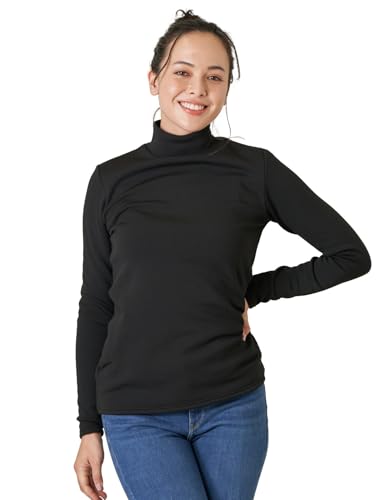 LAPASA Damen Stehkragen Thermounterhemd, Innenfleece Thermounterwäsche langärmliges Thermo-Shirt Funktionsunterwäsche Oberteil (L116 Extra Warm), Schwarz (Extra warm), XS von LAPASA