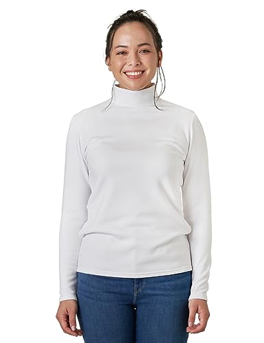 LAPASA Damen Stehkragen Thermounterhemd, Innenfleece Thermounterwäsche langärmliges Thermo-Shirt Funktionsunterwäsche Oberteil (L116 Extra Warm), Weiß (Extra warm), L von LAPASA