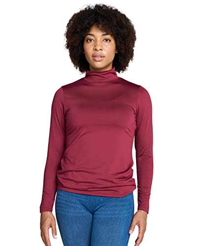 LAPASA Damen Stehkragen Thermounterhemd, Innenfleece Thermounterwäsche langärmliges Thermo-Shirt Funktionsunterwäsche Oberteil (L87 Warm), Burgund (warm), XS von LAPASA