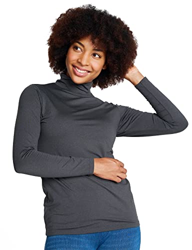 LAPASA Damen Stehkragen Thermounterhemd, Innenfleece Thermounterwäsche langärmliges Thermo-Shirt Funktionsunterwäsche Oberteil (L87 Warm), Dunkelgrau (warm), L von LAPASA