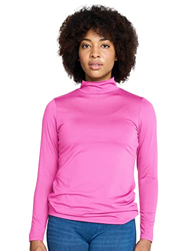 LAPASA Damen Stehkragen Thermounterhemd, Innenfleece Thermounterwäsche langärmliges Thermo-Shirt Funktionsunterwäsche Oberteil (L87 Warm), Rosa (warm), L von LAPASA