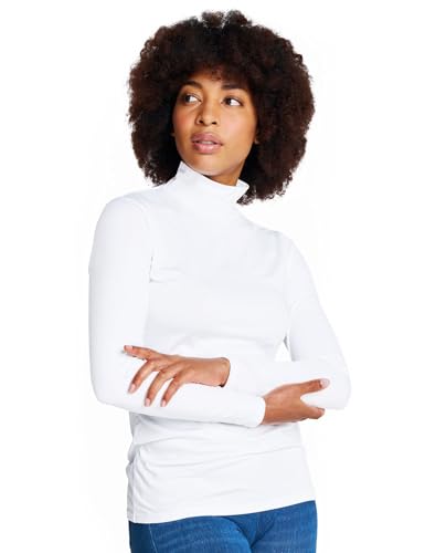 LAPASA Damen Stehkragen Thermounterhemd, Innenfleece Thermounterwäsche langärmliges Thermo-Shirt Funktionsunterwäsche Oberteil (L87 Warm), Weiß (warm), XXL von LAPASA