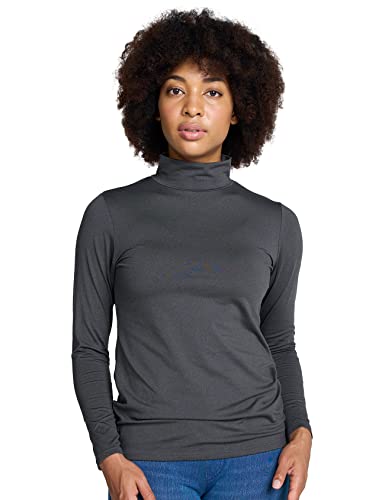 LAPASA Damen Stehkragen Thermounterhemd, Innenfleece Thermounterwäsche langärmliges Thermo-Shirt Funktionsunterwäsche Oberteil (L89 Wärmer), Dunkelgrau (wärmer), L von LAPASA