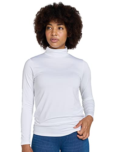 LAPASA Damen Stehkragen Thermounterhemd, Innenfleece Thermounterwäsche langärmliges Thermo-Shirt Funktionsunterwäsche Oberteil (L89 Wärmer), Weiß (wärmer), L von LAPASA