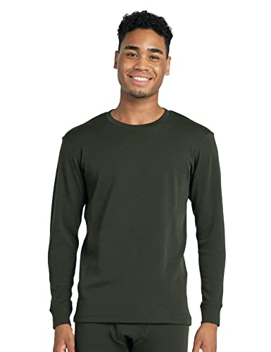 LAPASA Herren 100% Merinowolle Thermo Unterhemd, Premium Merino Wolle Unterwäsche Oberteile Langarmshirt M67, Dunkelgrün (Extra warm), XL von LAPASA