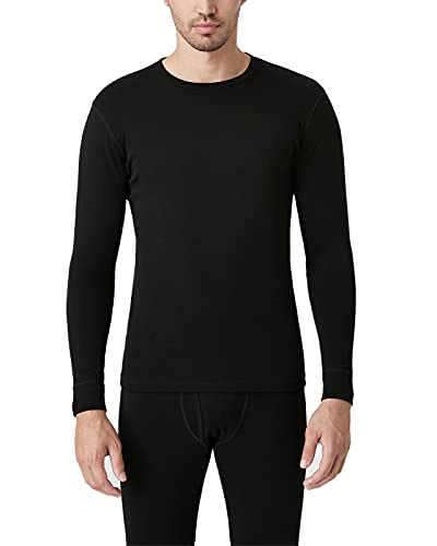 LAPASA Herren 100% Merinowolle Leicht Thermounterwäsche Thermooberteil Funktionsunterwäsche M29 Warm (L, Schwarz) von LAPASA