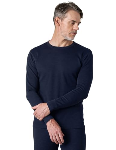 LAPASA Herren 100% Merinowolle Leicht Thermounterwäsche Thermooberteil Funktionsunterwäsche M29 Warm (XXL, Navy) von LAPASA