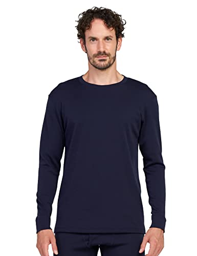 LAPASA Herren 100% Merinowolle Mittelschwere Thermo-Unterwäsche, Thermo-Oberteile, Funktionelle Unterwäsche, Ski-Unterwäsche M67 Extra warm (L, Navy) von LAPASA