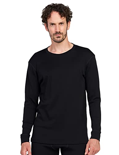 LAPASA Herren 100% Merinowolle Thermo-Unterwäsche, Thermo-Oberteile, Funktionelle Unterwäsche, Ski-Unterwäsche Extra warm (L, Schwarz) von LAPASA