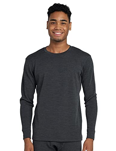 LAPASA Herren 100% Merinowolle Thermo Unterhemd, Premium Merino Wolle Unterwäsche Oberteile Langarmshirt M67, Dunkelgrau meliert, S von LAPASA