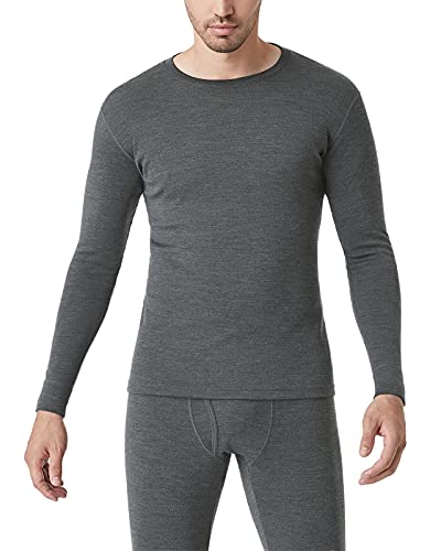 LAPASA Herren 100% Merinowolle Thermo Unterhemd, Premium Merino Wolle Unterwäsche Oberteile Langarmshirt M29 von LAPASA