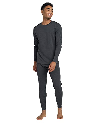 LAPASA Herren 100% Merinowolle Thermounterwäsche Set, Premium Merino Wolle Unterhemd & Unterhosen, Thermo Funktionsunterwäsche M126, Dunkelgrau (Extra warm M126), S von LAPASA